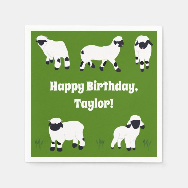 Valais Blacknose Sheep Farm Themed Party Napkin (Front)