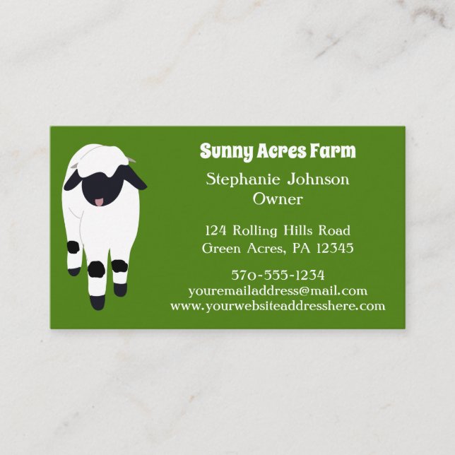 Valais Blacknose Sheep Farmers Wool Farm Business Card (Front)