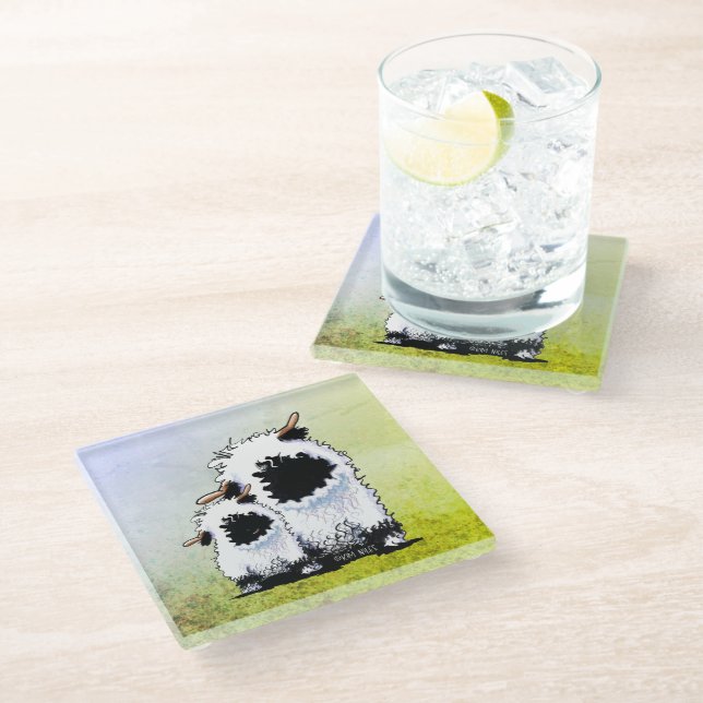 Valais Blacknose Sheep  Glass Coaster (Angled)