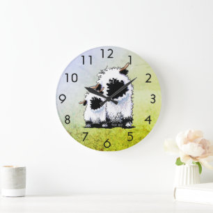 Valais Blacknose Sheep  Large Clock
