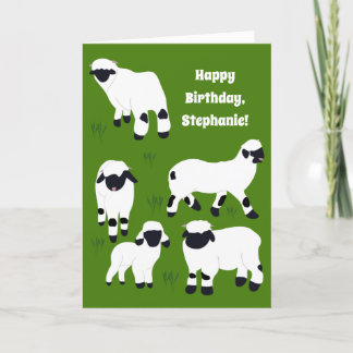 Valais Blacknose Sheep Personalised Birthday Card