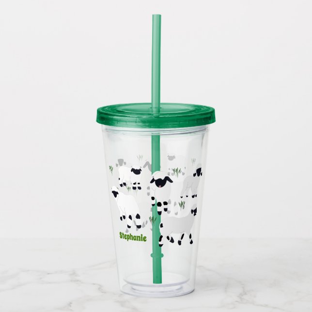 Valais Blacknose Sheep Personalised Farmers Acrylic Tumbler (Front)