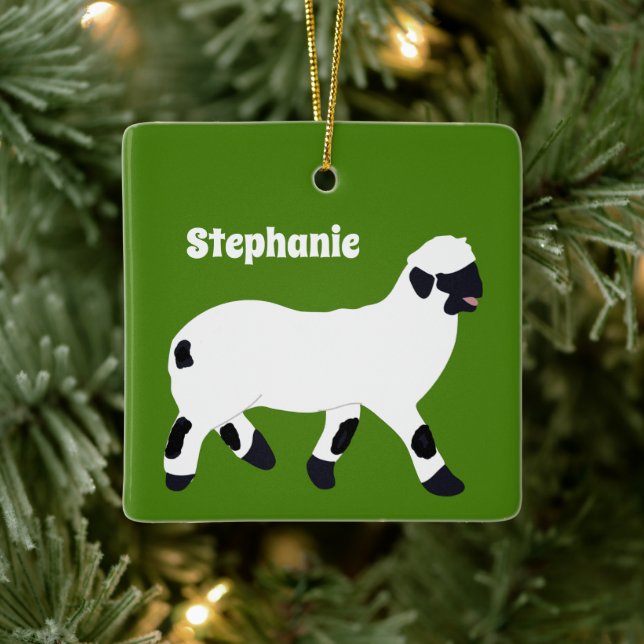 Valais Blacknose Sheep Personalised Farmers Ceramic Ornament (Tree)