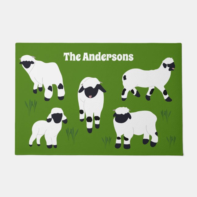 Valais Blacknose Sheep Personalised Farmers Doormat (Front)