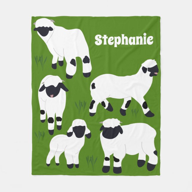Valais Blacknose Sheep Personalised Farmers Fleece Blanket (Front)