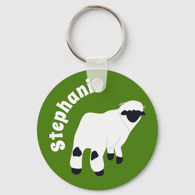 Valais Blacknose Sheep Personalized Farmers Key Ring (Front)