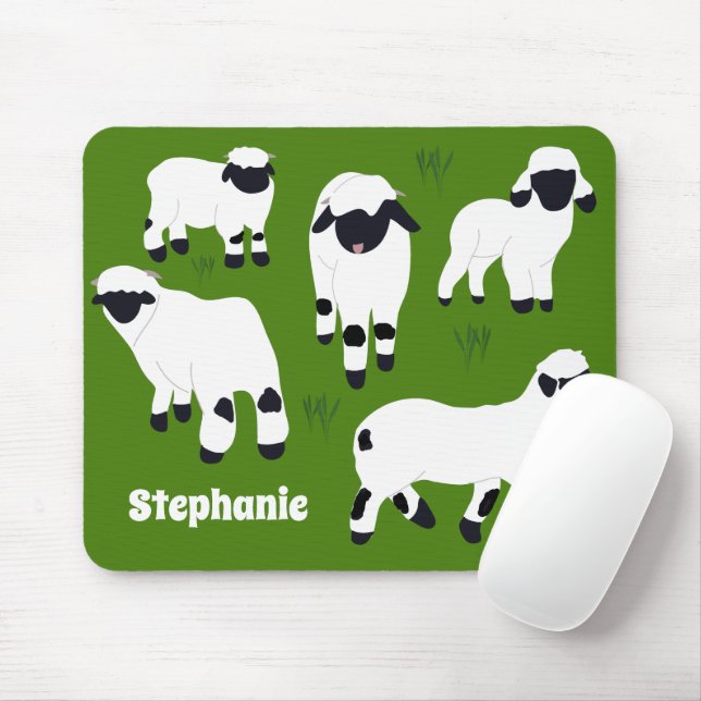 Valais Blacknose Sheep Personalized Farmers Mouse Mat (With Mouse)