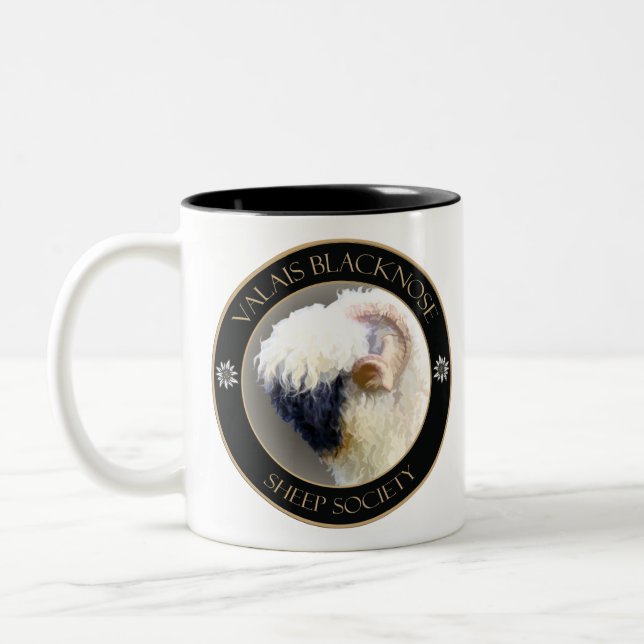 Valais Blacknose Sheep Society Logo Two-Tone Coffee Mug (Left)