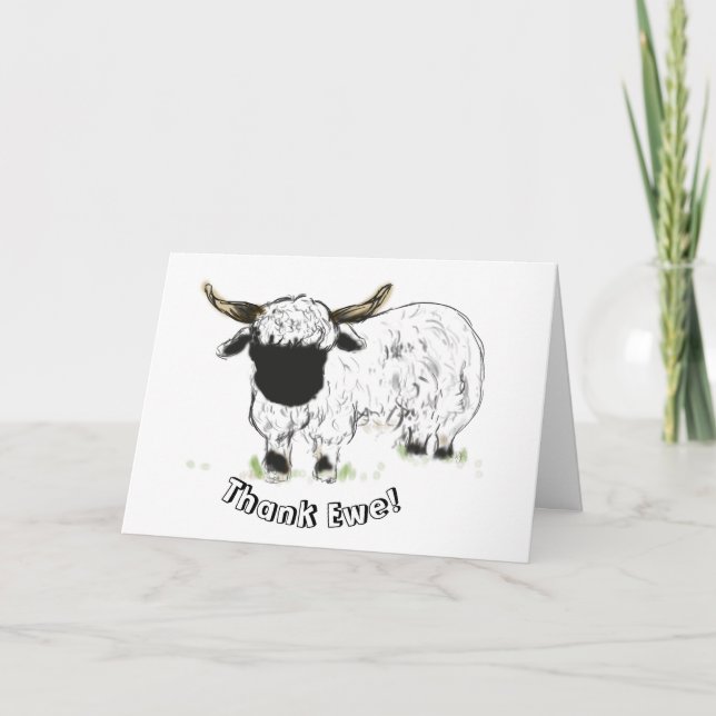 Valais blacknose sheep - Thank Ewe! You Card (Front)