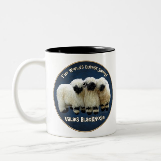 Valais Blacknose - The World's Cutest Sheep! Two-Tone Coffee Mug (Left)