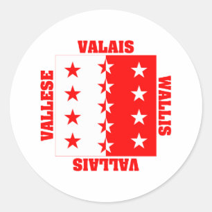 Valais Switzerland Canton Flag Classic Round Sticker