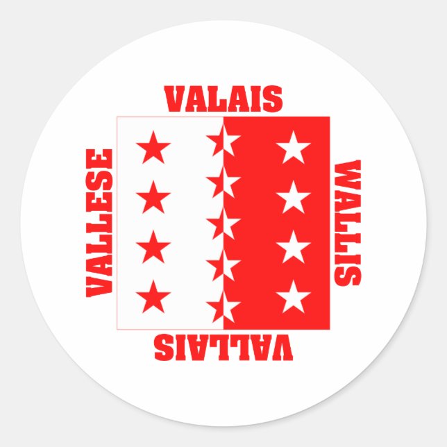 Valais Switzerland Canton Flag Classic Round Sticker (Front)