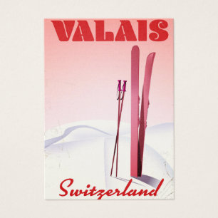 valais Switzerland vintage style ski poster