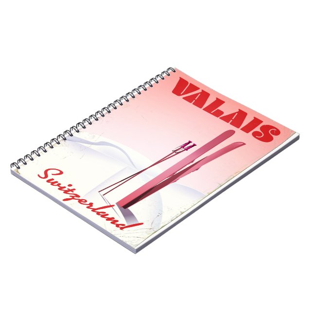 valais Switzerland vintage style ski poster Notebook (Left Side)