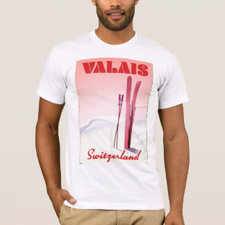 valais Switzerland vintage style ski poster T-Shirt