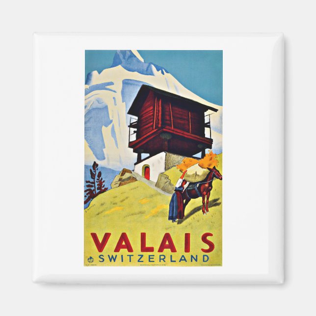 Valais Switzerland Vintage Travel  Magnet (Front)