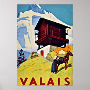 Valais,Switzerland Vintage Travel Poster