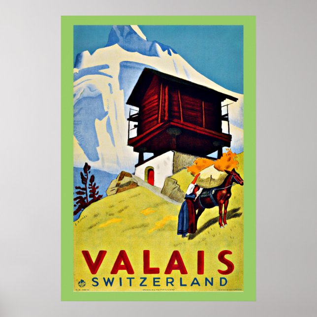 Valais,Switzerland Vintage Travel Poster (Front)