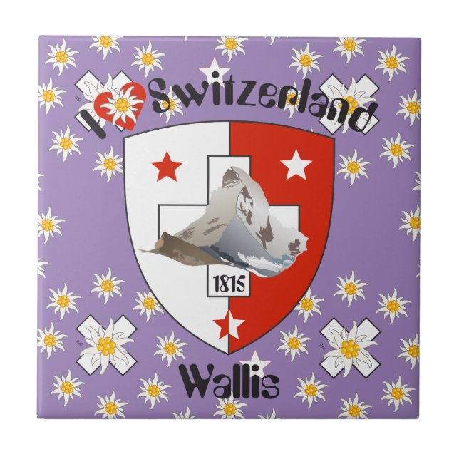 Valais v Wallis Schweiz Fliese Tile (Front)