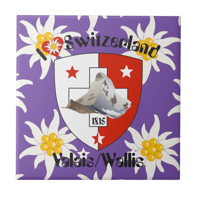 Valais v Wallis Schweiz Fliese Tile (Front)