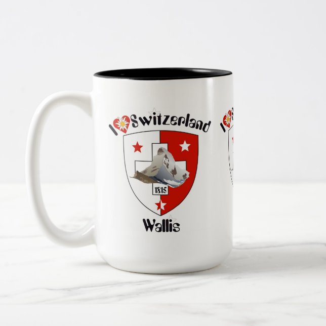 Valais v Wallis Tasse Two-Tone Coffee Mug (Left)