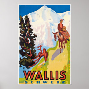 Valais Wallis Zermatt Ski Switzerland Swiss Alps Poster