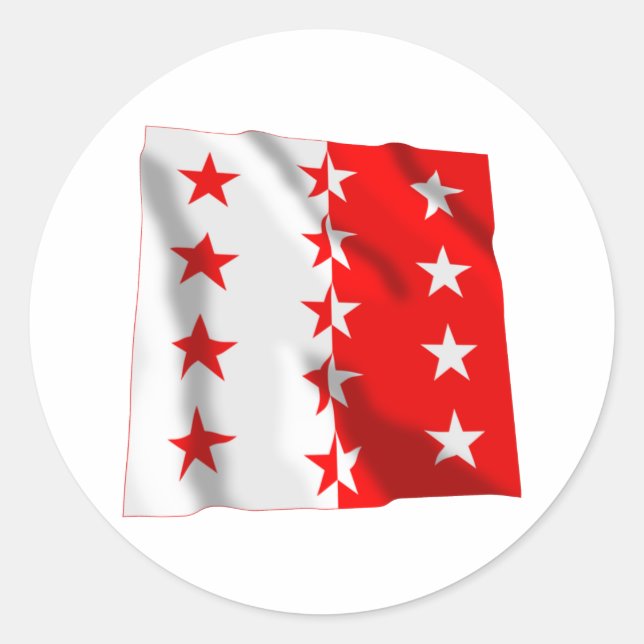 Valais Waving Flag Classic Round Sticker (Front)