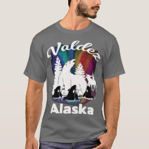 Valdez Alaska Aurora Borealis Polar Bear Orca Moos T-Shirt