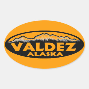 Valdez Alaska orange oval stickers