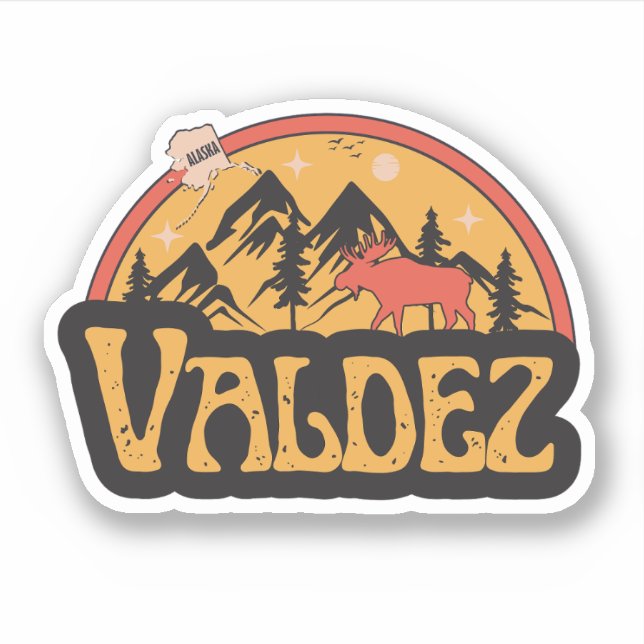 Valdez, Alaska Sticker (Front)