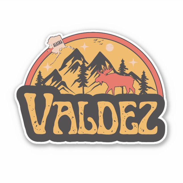 Valdez, Alaska Sticker (Front)