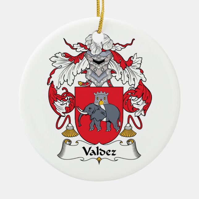Valdez Family Crest Ceramic Tree Decoration (Front)