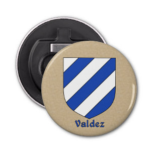 Valdez Heraldic Arms on Parchment Style Back Bottle Opener