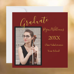Valedictorian Photo Custom School Colours Graduate Invitation