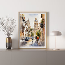 Valencia in Spain Watercolor Poster 