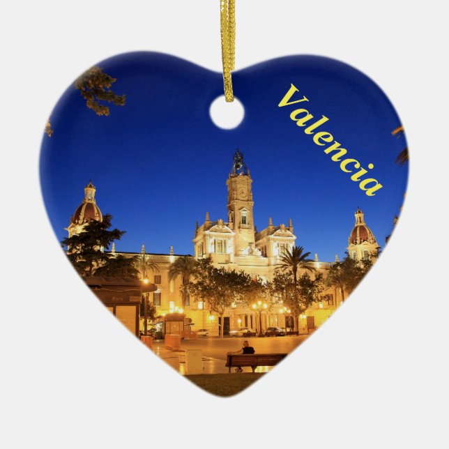 Valencia night view heart ornament (Front)