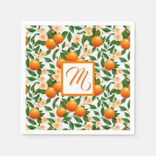 Valencia Orange Blossom Monogram Napkin