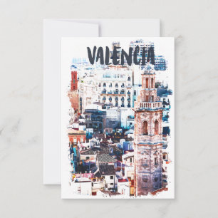 Valencia Spain Architecture Watercolor City Card