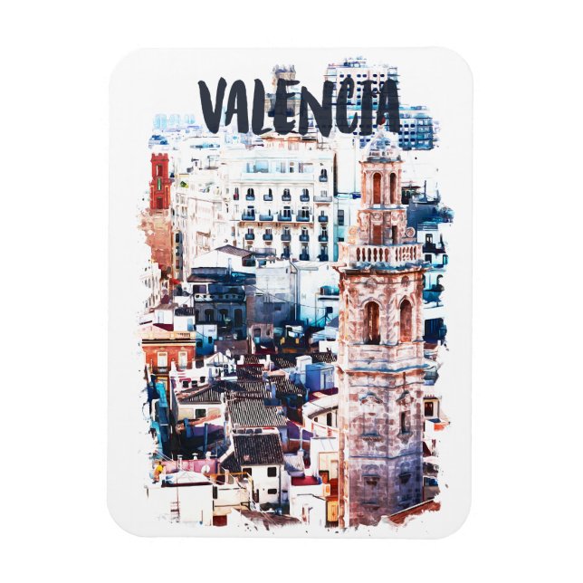 Valencia Spain Architecture Watercolor City  Magnet (Vertical)