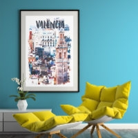 Valencia Spain Architecture Watercolor City 