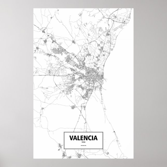 Valencia, Spain (black on white) Poster (Front)