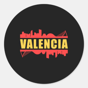 Valencia Spain City Skyline Cityscape Funny Gift Classic Round Sticker