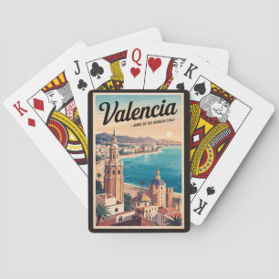 Valencia Spain Coast Illustration Travel Art Retro Playing Cards