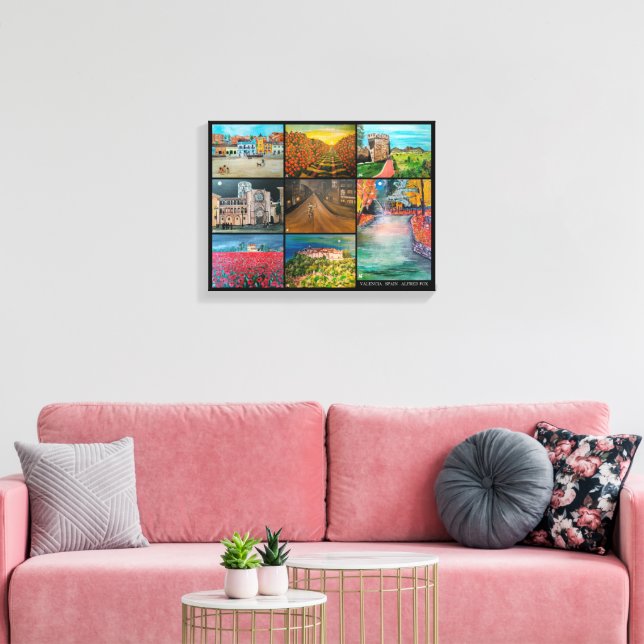 Valencia Spain Collage Painting by Alfred Fox Canvas Print (Insitu(LivingRoom))