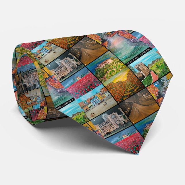 Valencia Spain Collage Painting by Alfred Fox Tie (Rolled)