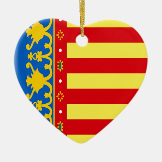 Valencia (Spain) Flag Ceramic Tree Decoration (Front)