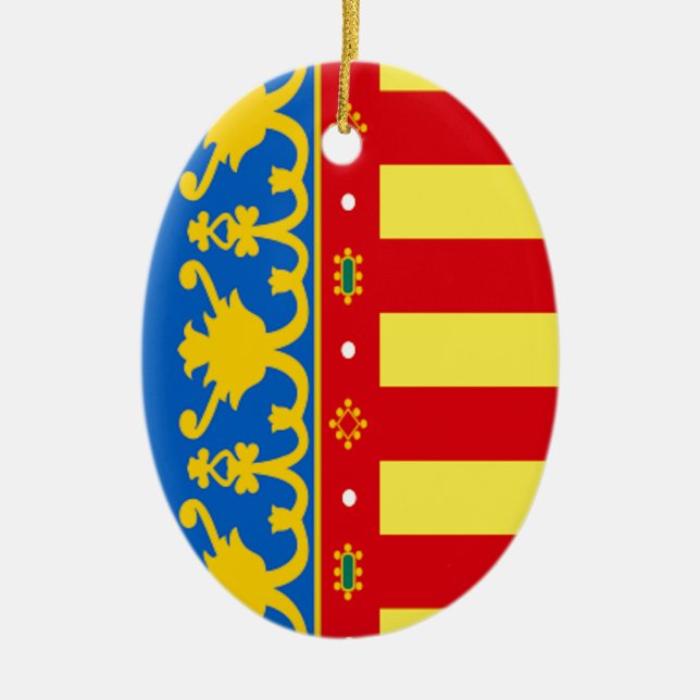 Valencia (Spain) Flag Ceramic Tree Decoration (Front)