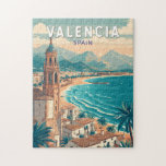 Valencia Spain Illustration Travel Art Vintage Jigsaw Puzzle<br><div class="desc">Valencia retro vector travel design. From the futuristic City of Arts and Sciences to the lively streets of the Old Town,  Valencia offers an exciting mix of culture,  cuisine,  and seaside beauty.</div>