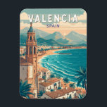 Valencia Spain Illustration Travel Art Vintage Magnet<br><div class="desc">Valencia retro vector travel design. From the futuristic City of Arts and Sciences to the lively streets of the Old Town,  Valencia offers an exciting mix of culture,  cuisine,  and seaside beauty.</div>
