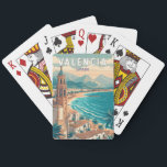 Valencia Spain Illustration Travel Art Vintage Playing Cards<br><div class="desc">Valencia retro vector travel design. From the futuristic City of Arts and Sciences to the lively streets of the Old Town,  Valencia offers an exciting mix of culture,  cuisine,  and seaside beauty.</div>